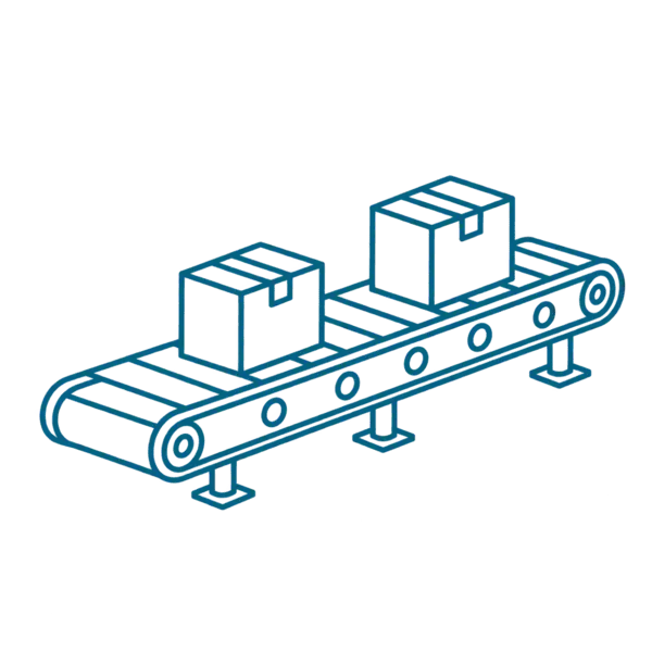 Conveyor line with boxes for gear motor applications