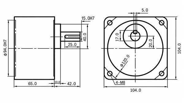 6GN gearbox dimension drawing