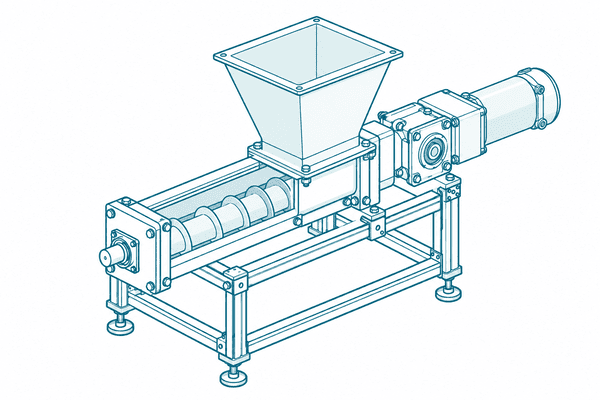NMRV worm gearbox drive on an automated indexing station, line drawing