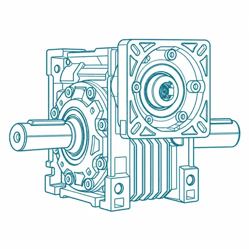 NMRV worm gearbox with double output shaft line drawing