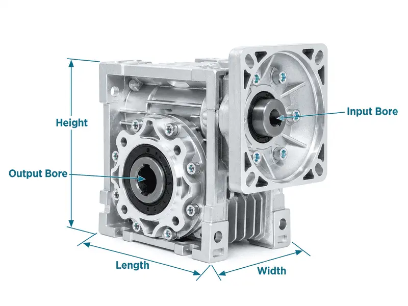 NMRV Square Flange Gearbox Size & Dimensions