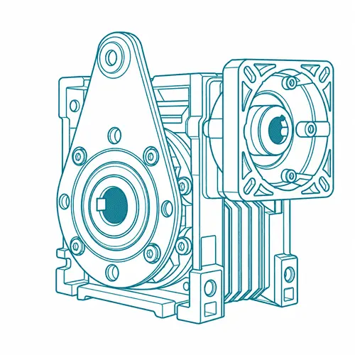 NMRV worm gearbox with torque arm line drawing