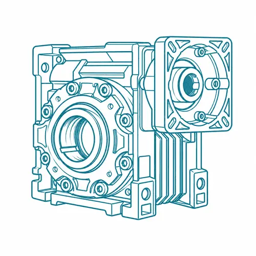 NMRV worm gearbox with hollow output shaft line drawing